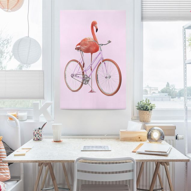 Art prints Flamingo With Bicycle