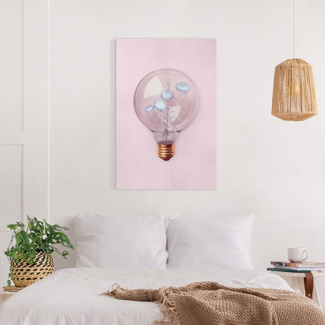 Art prints Light Bulb With Jellyfish