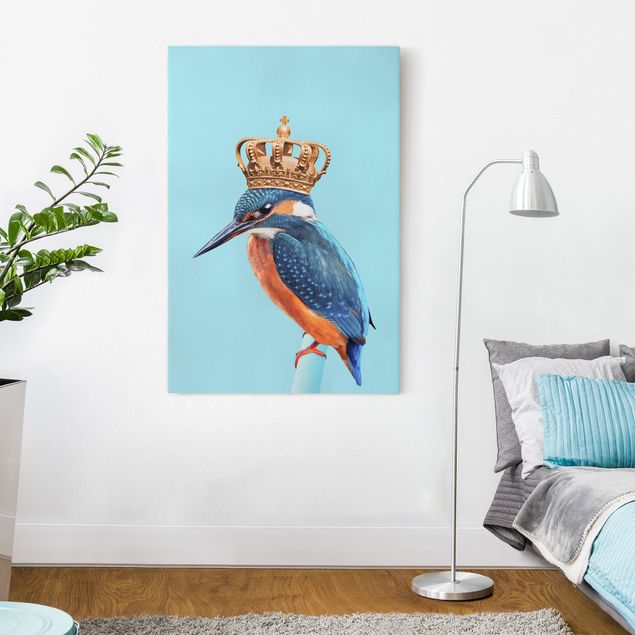 Bird canvas wall art Kingfisher With Crown