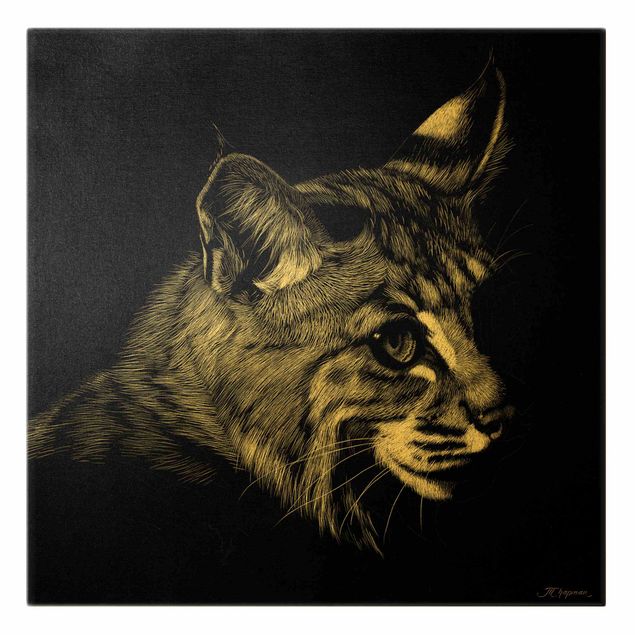 Animal canvas Vintage Cat on Black Backdrop