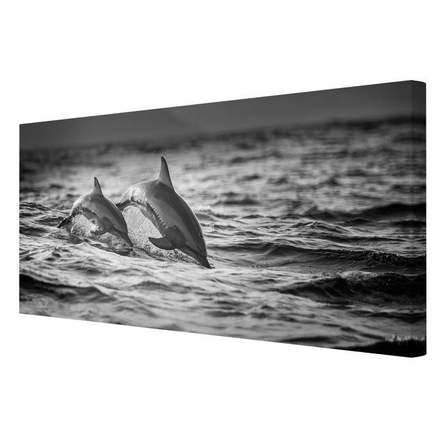 Contemporary art prints Two Jumping Dolphins