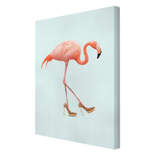 Orange print Flamingo With High Heels