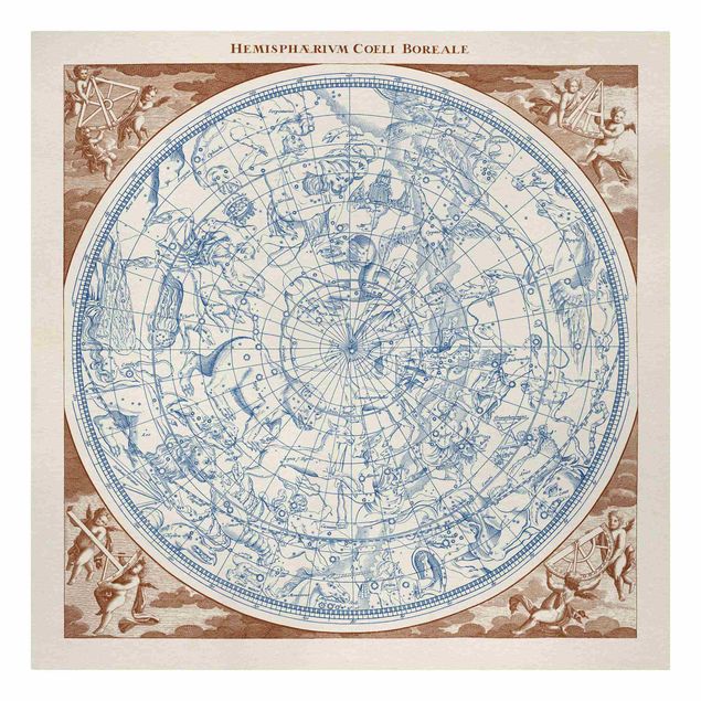 Prints blue Vintage Star Map Northern Hemissphere