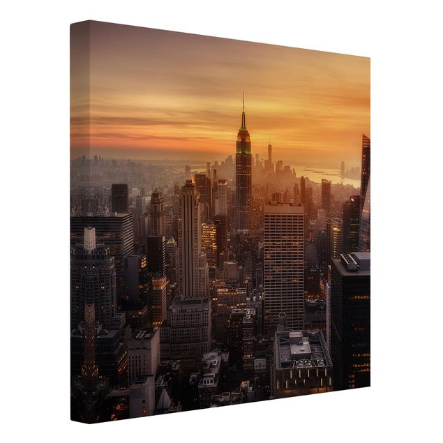 Canvas sunset Manhattan Skyline Evening