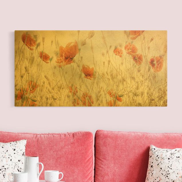 Poppy canvas wall art Poppy Flowers And Grasses In A Field