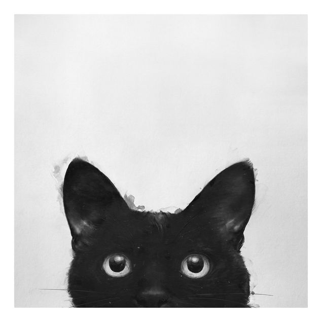 Canvas prints art print Illustration Black Cat On White Painting