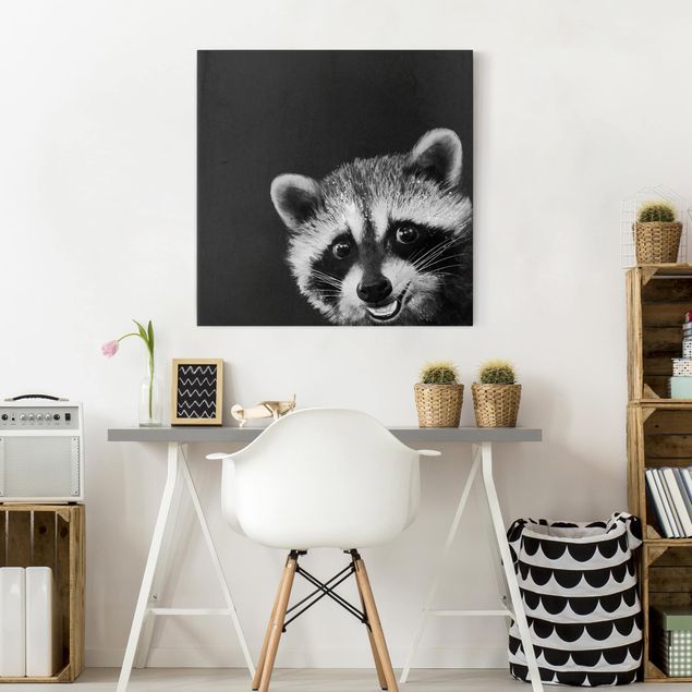 Canvas art Illustration Racoon Black And White Painting