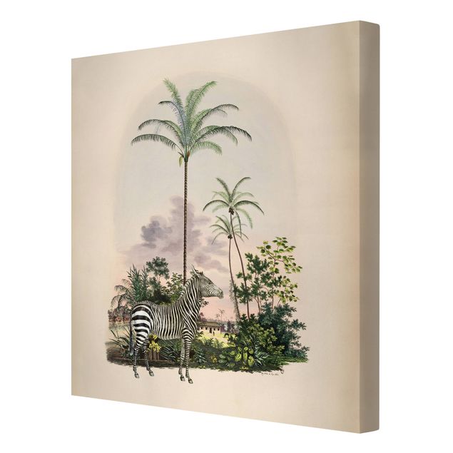 Art posters Zebra Front Of Palm Trees Illustration