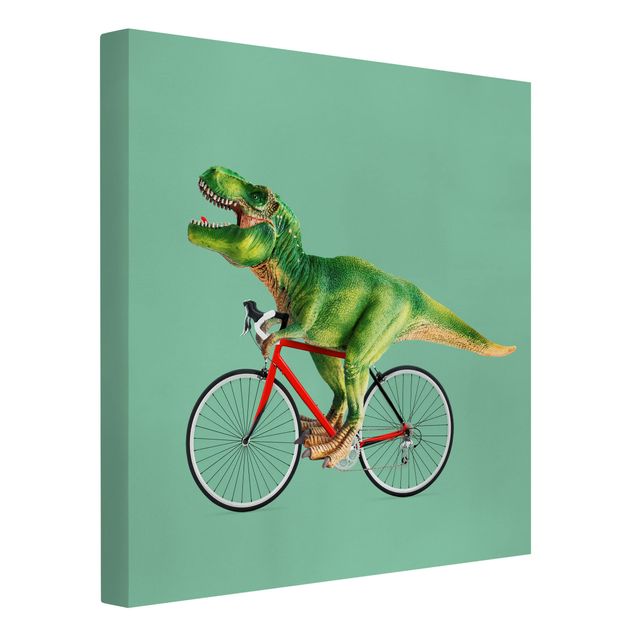 Canvas art prints Dinosaur With Bicycle