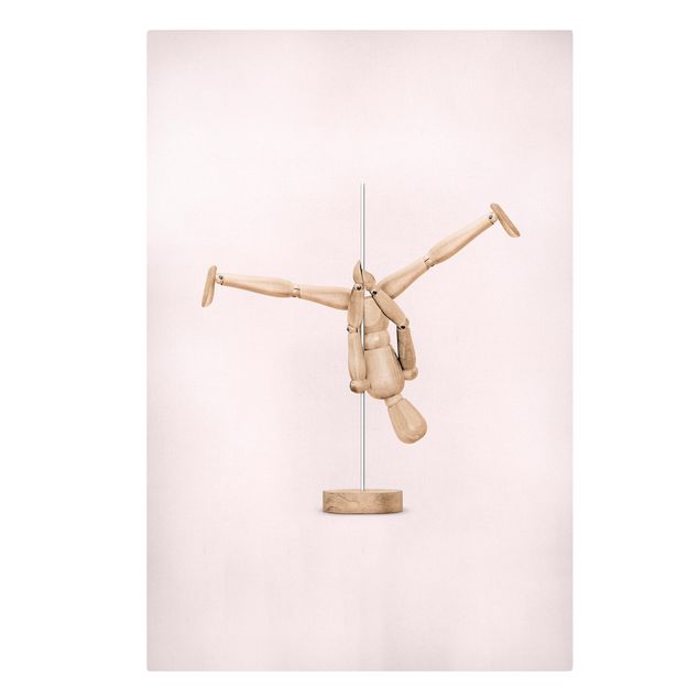 Prints pink Pole Dance With Wooden Figure