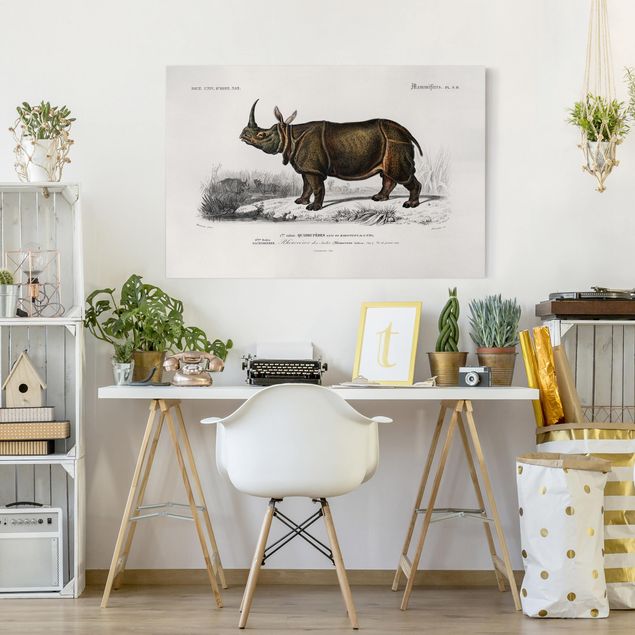 Landscape wall art Vintage Board Rhino