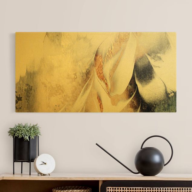 Prints abstract Golden Abstract Winter Painting