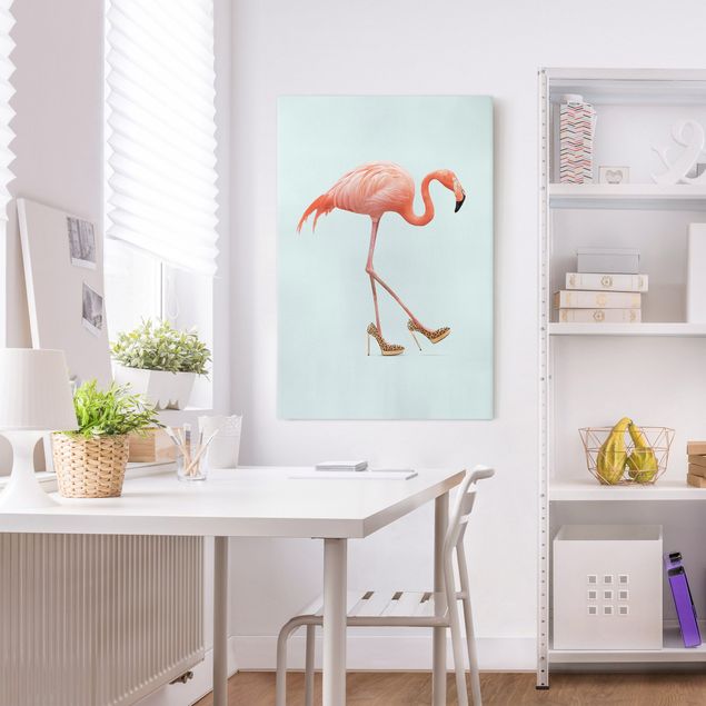 Canvas birds Flamingo With High Heels