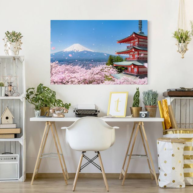 Mountain art prints Chureito Pagoda And Mt. Fuji
