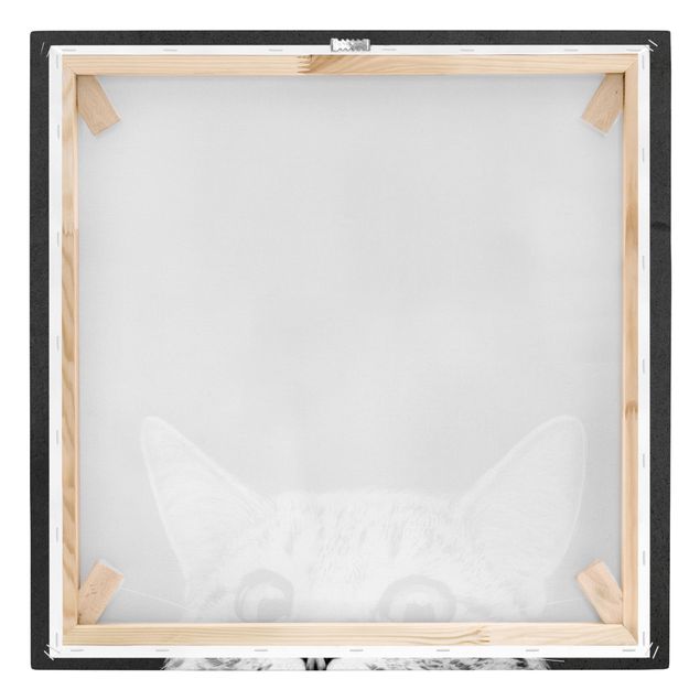 Canvas black and white Illustration Cat Black And White Drawing