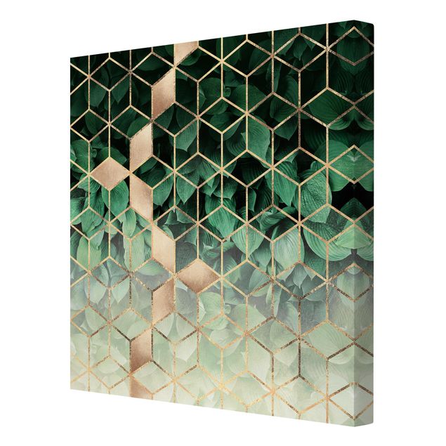 Elisabeth Fredriksson poster Green Leaves Golden Geometry