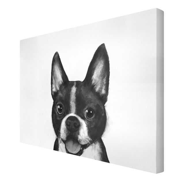 Canvas art prints Illustration Dog Boston Black And White Painting