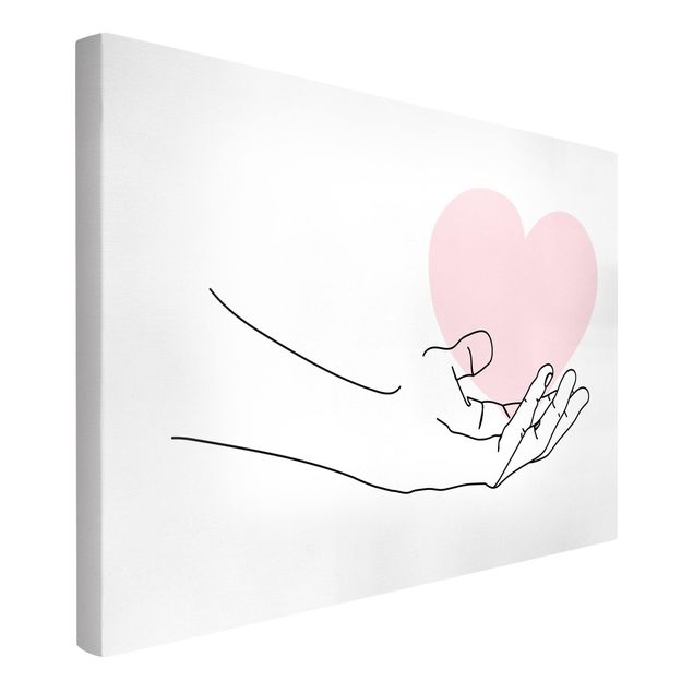 Love art print Hand With Heart Line Art