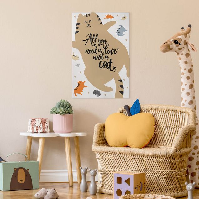 Cat canvas art All You Need Is Love And A Cat Cat Belly