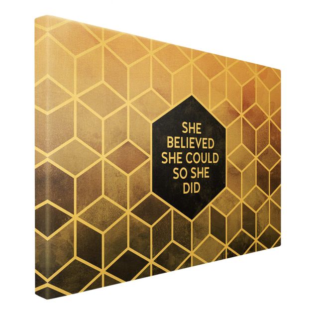 Wall art prints Golden Geometry - She Believed She Could