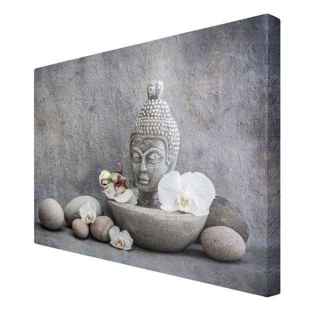 Contemporary art prints Zen Buddha, Orchid And Stone