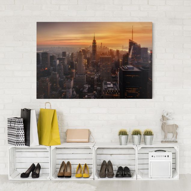 Canvas New York Manhattan Skyline Evening
