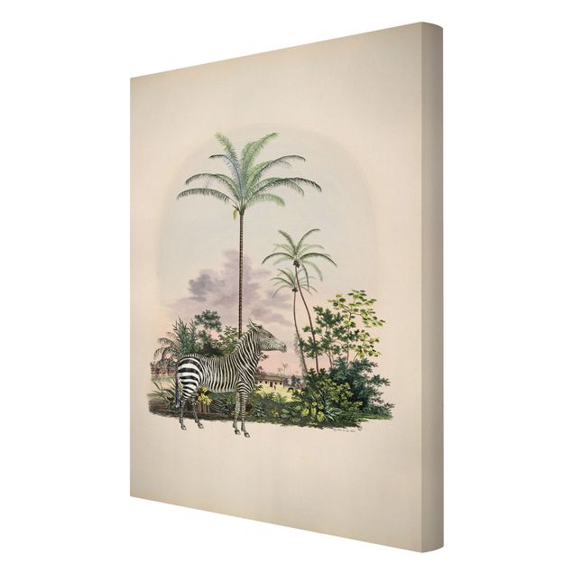 Art posters Zebra Front Of Palm Trees Illustration