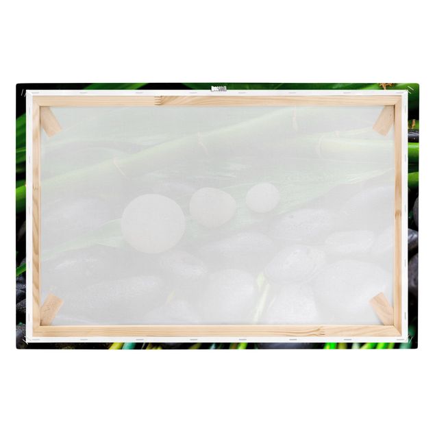 Floral canvas Green Bamboo With Zen Stones