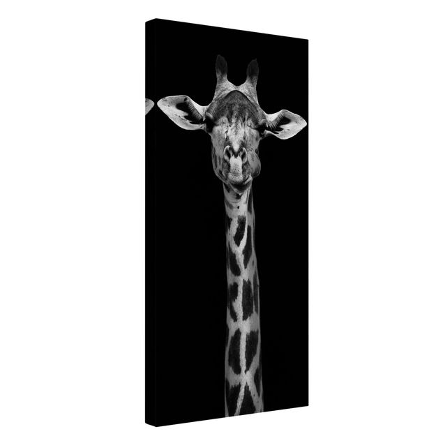 Canvas black and white Dark Giraffe Portrait