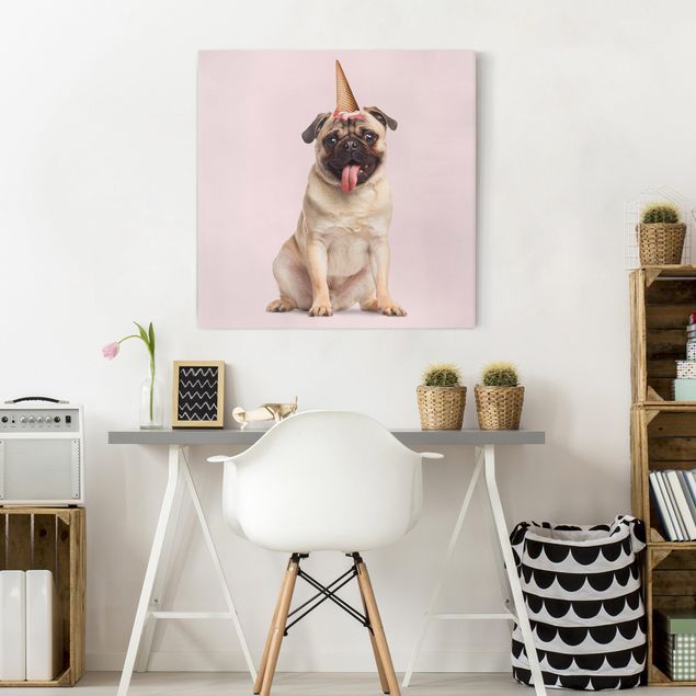 Dog wall art Mops With Ice Cream Cone