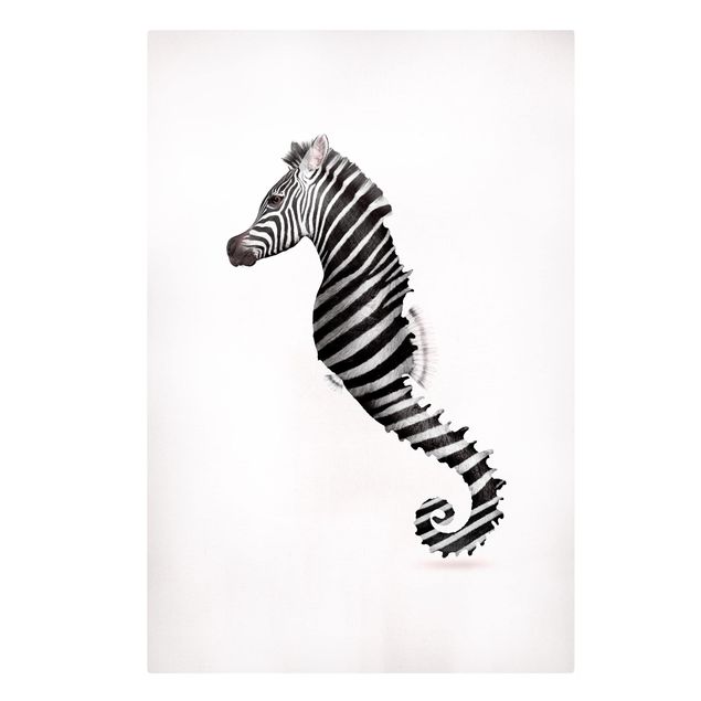 Horse canvas wall art Seahorse With Zebra Stripes