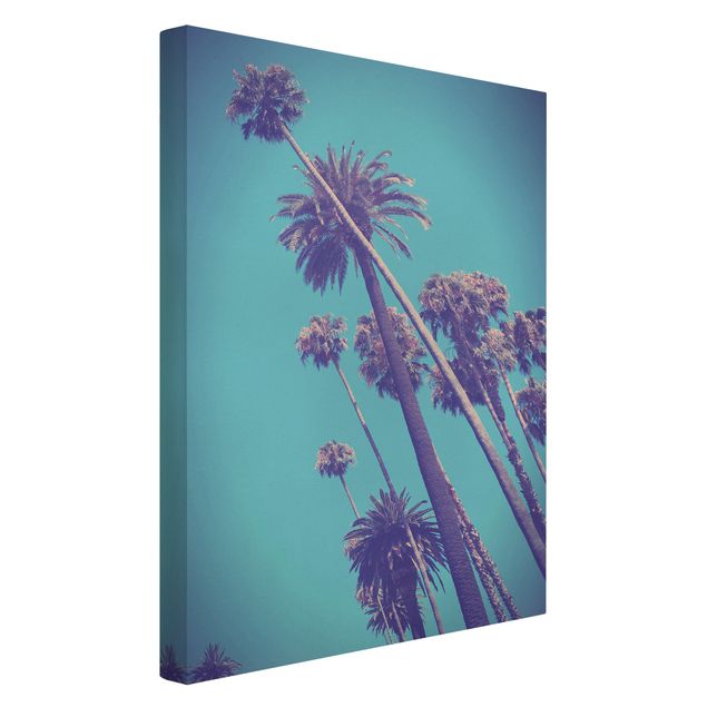 Flower print Tropical Plants Palm Trees And Sky