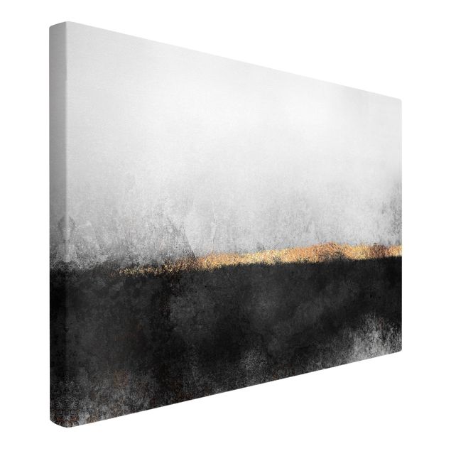 Black and white canvas art Abstract Golden Horizon Black And White