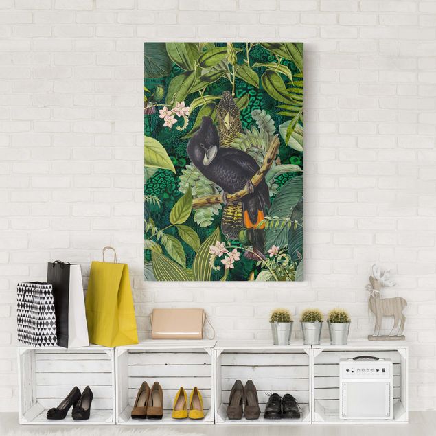 Jungle print Colourful Collage - Cockatoos In The Jungle