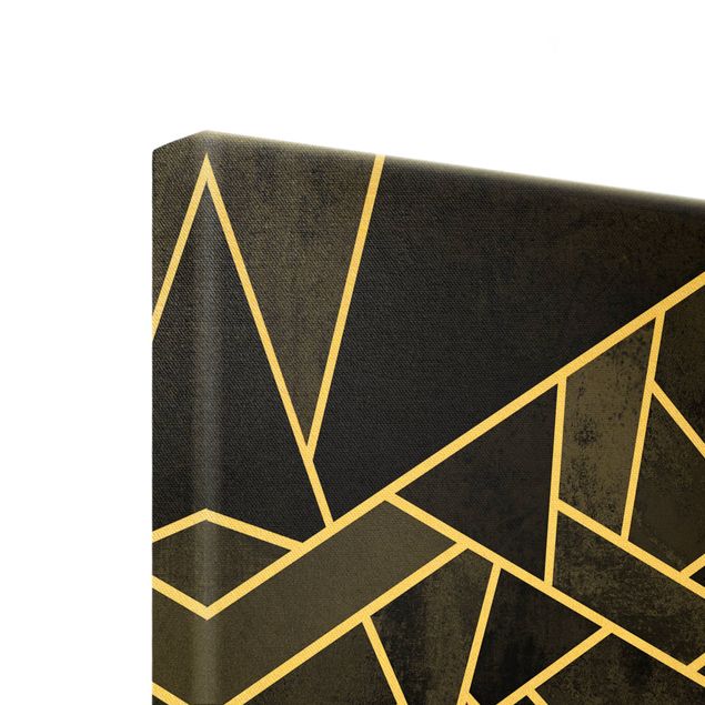Canvas prints Golden Geometry - Black Triangles