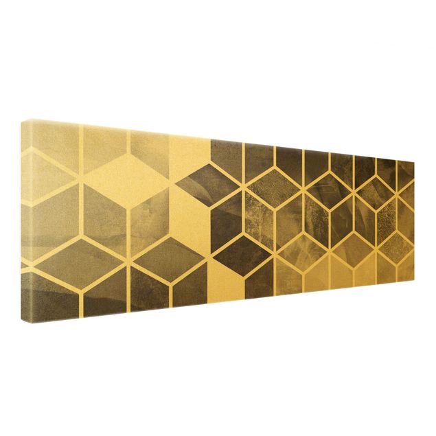 Canvas wall art Golden Geometry - Black And White