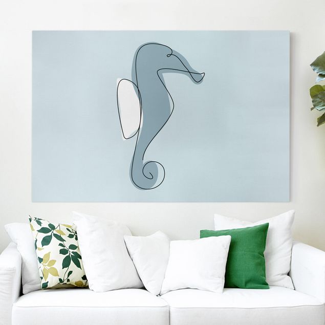 Modern art prints Seahorse Line Art