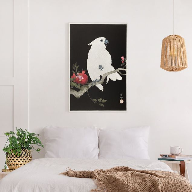 Bird canvas wall art Asian Vintage Illustration White Cockatoo