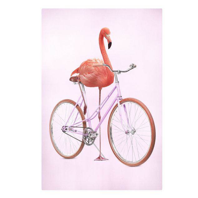 Prints animals Flamingo With Bicycle