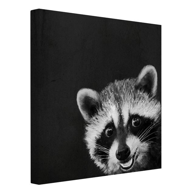 Canvas art prints Illustration Racoon Black And White Painting
