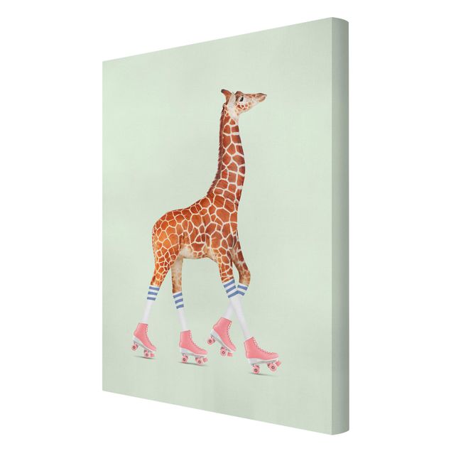 Canvas art Giraffe With Roller Skates