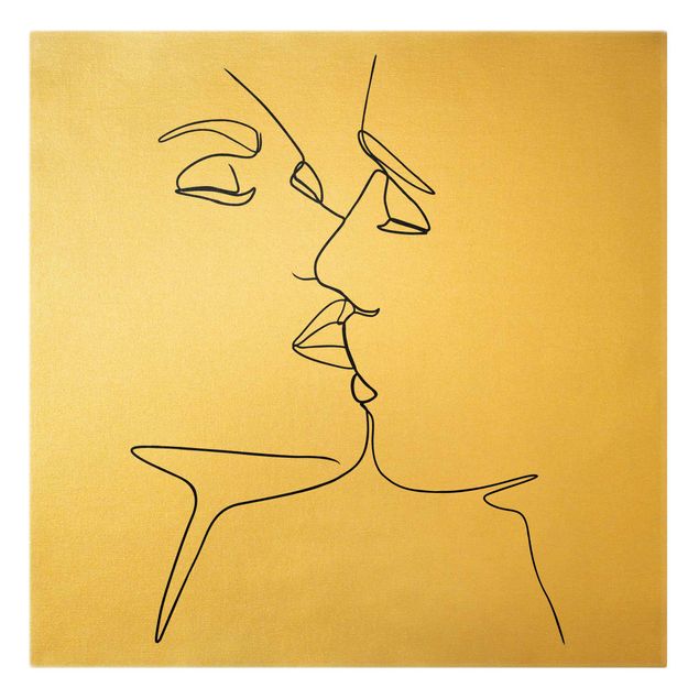 Black and white canvas art Line Art Kiss Faces Black And White