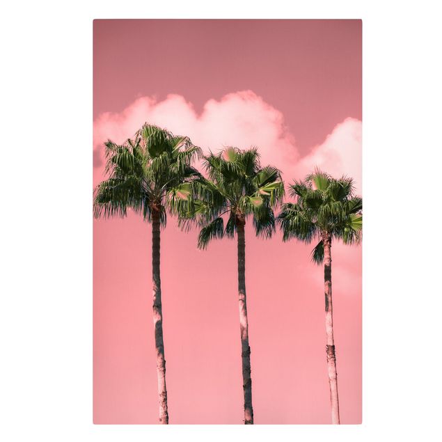Floral canvas Palm Trees Against Sky Pink