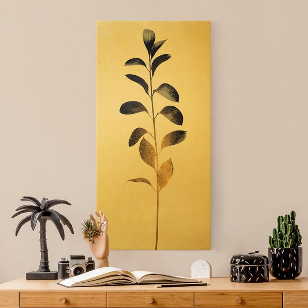 Canvas prints art print Graphical Plant World - Gold And Grey