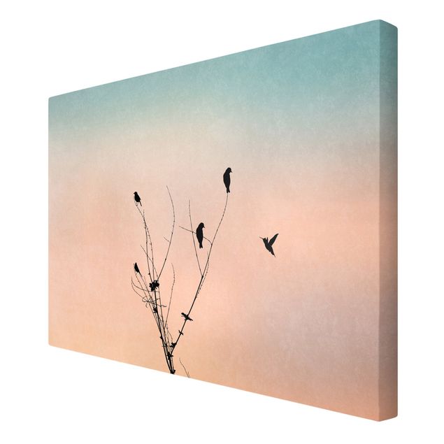 Canvas prints art print Birds In Front Of Rose Sun II
