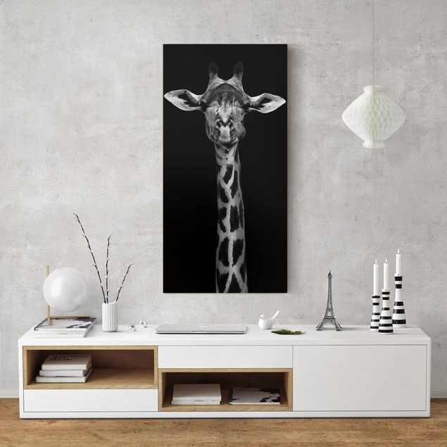 Giraffe canvas art Dark Giraffe Portrait