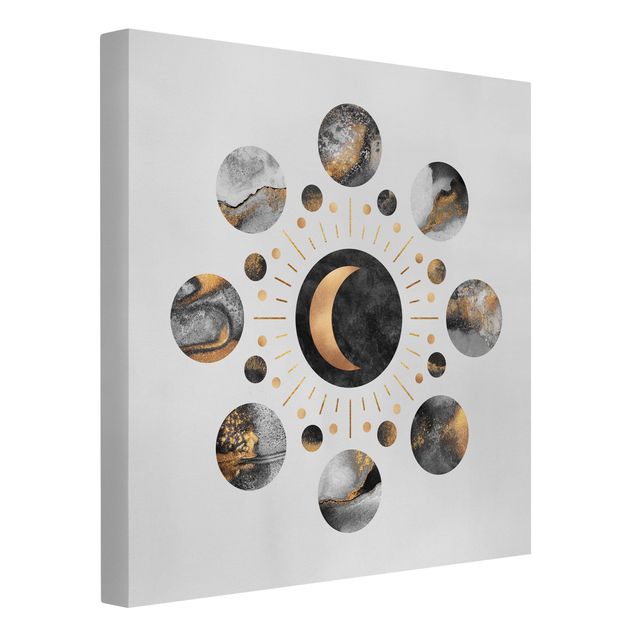 Abstract art prints Moon Phases Abstract Gold