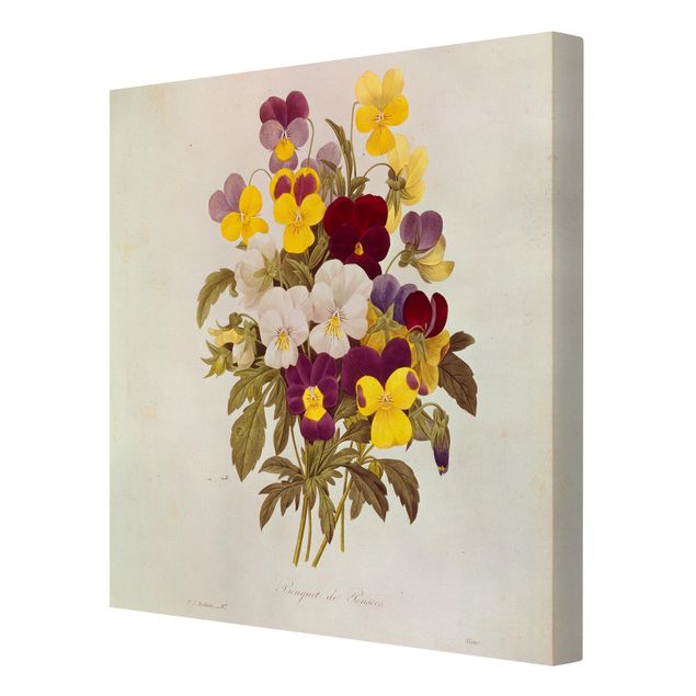 Yellow canvas wall art Pierre Joseph Redoute - Bouquet Of Pansies