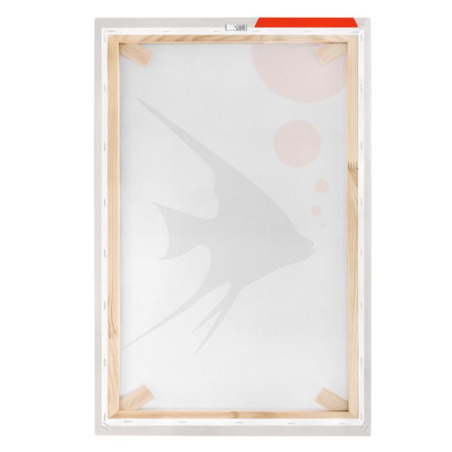 Black and white wall art Fish With Red Bubbles