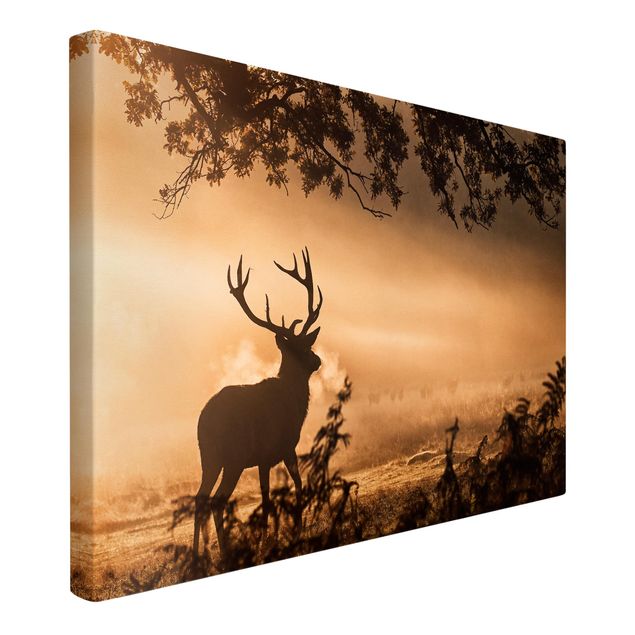 Trees on canvas Deer In The Winter Forest